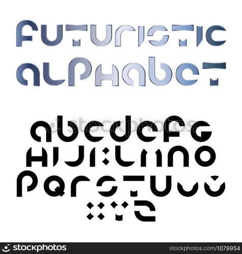 Futuristicvector alphabet font. Parts of a circle, ring, torus. Geometric English letters. Elements for design. Futuristic vector alphabet font. Parts of a circle, ring, torus. Geometric English letters. Elements for design