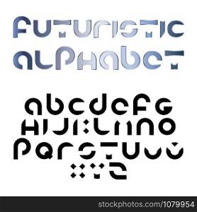 Futuristicvector alphabet font. Parts of a circle, ring, torus. Geometric English letters. Elements for design. Futuristic vector alphabet font. Parts of a circle, ring, torus. Geometric English letters. Elements for design