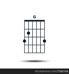 G, Basic Guitar Chord Chart Icon Vector Template