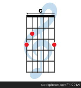 G guitar chord icon. Basic guitar chord vector illustration symbol design