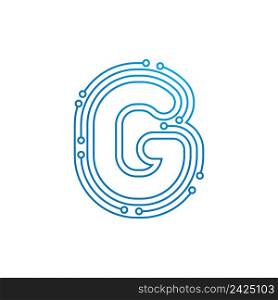 G initial letter Circuit technology illustration logo vector template