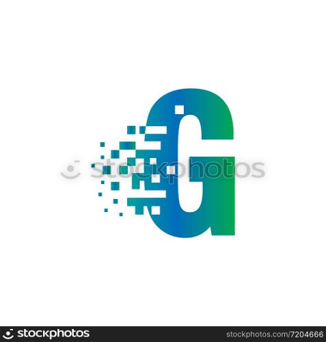 G Initial Letter Logo Design with Digital Pixels in Gradient Colors