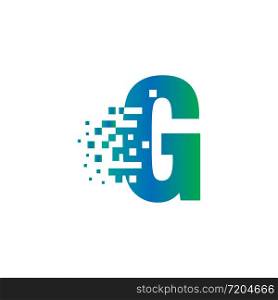 G Initial Letter Logo Design with Digital Pixels in Gradient Colors