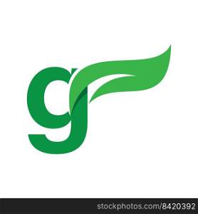 G Initial letter with green leaf logo vector template