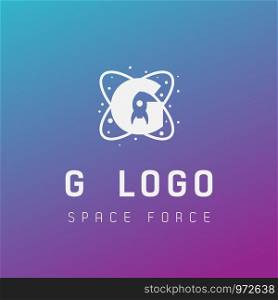 g initial space force logo design galaxy rocket vector in gradient background - vector. g initial space force logo design galaxy rocket vector in gradient background