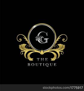 G Letter Golden Circle Luxury Boutique Initial Logo Icon, Elegance vector design concept for luxuries business, boutique, fashion and more identity.