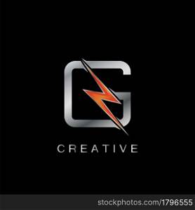 G Letter Logo, Abstract Techno Thunder Bolt Vector Template Design.