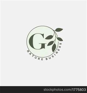 G Letter Logo Circle Nature Leaf, vector logo design concept botanical floral leaf with initial letter logo icon for nature business.
