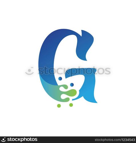 G letter logo design with water splash ripple template