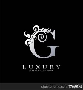 G Letter Logo Monogram Luxury Initial Logo vector template design silver.