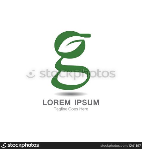 G Letter logo with leaf concept template design