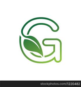 G Letter with leaf logo or symbol concept template design