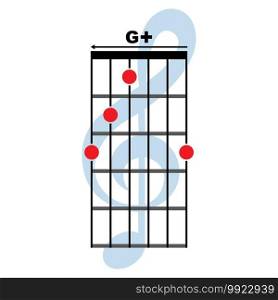 G plus  guitar chord icon. Basic guitar chord vector illustration symbol design