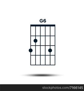G6, Basic Guitar Chord Chart Icon Vector Template