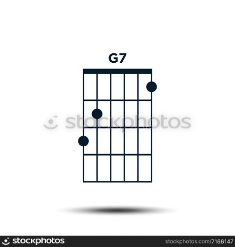 G7, Basic Guitar Chord Chart Icon Vector Template