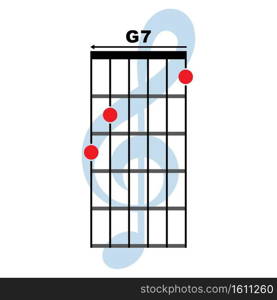 G7 guitar chord icon. Basic guitar chord vector illustration symbol design