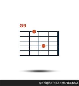 G9, Basic Guitar Chord Chart Icon Vector Template