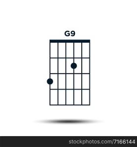G9, Basic Guitar Chord Chart Icon Vector Template