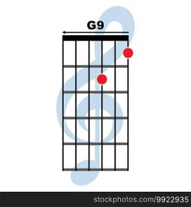 G9 guitar chord icon. Basic guitar chord vector illustration symbol design