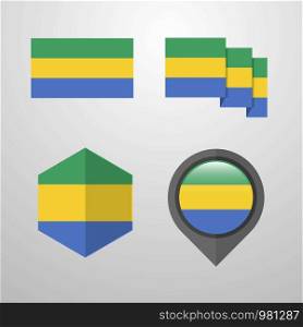 Gabon flag design set vector