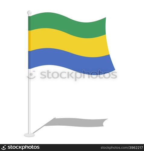 Gabon Flag. Official national symbol of Gabonese Republic. Traditional Gabonese flag developing States in Central Africa
