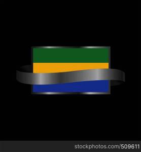 Gabon flag Ribbon banner design