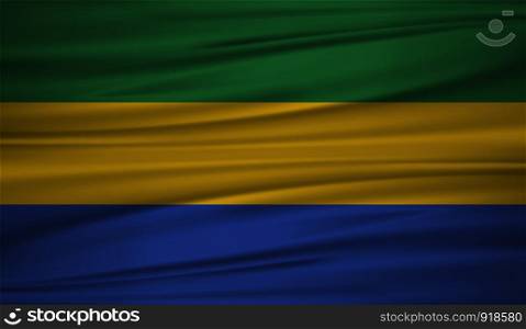 Gabon flag vector. Vector flag of Gabon blowig in the wind. EPS 10.