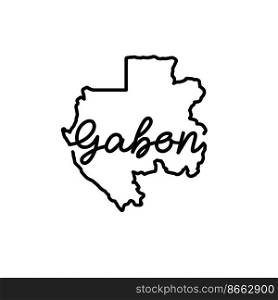 Gabon outline map with the handwritten country name. Continuous line drawing of patriotic home sign. A love for a small homeland. T-shirt print idea. Vector illustration.. Gabon outline map with the handwritten country name. Continuous line drawing of patriotic home sign