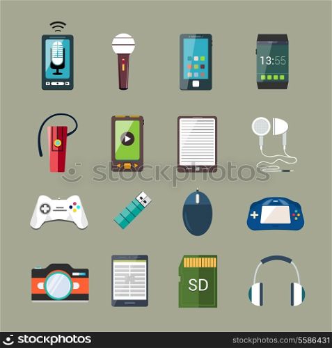 Gadget electronic equipment multimedia icons set isolated vector illustration