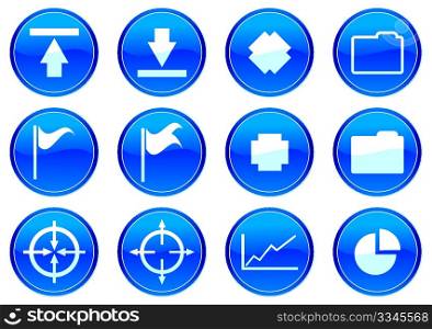Gadget icons set. White - dark blue palette. Vector illustration.