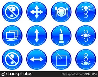 Gadget icons set. White - dark blue palette. Vector illustration.