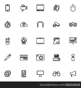 Gadget line icons on white background, stock vector