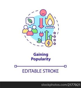 Gaining popularity concept icon. Benefits of electrification abstract idea thin line illustration. Isolated outline drawing. Editable stroke. Roboto-Medium, Myriad Pro-Bold fonts used. Gaining popularity concept icon