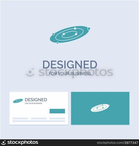 Galaxy, astronomy, planets, system, universe Business Logo Glyph Icon Symbol for your business. Turquoise Business Cards with Brand logo template.