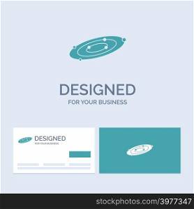 Galaxy, astronomy, planets, system, universe Business Logo Glyph Icon Symbol for your business. Turquoise Business Cards with Brand logo template.