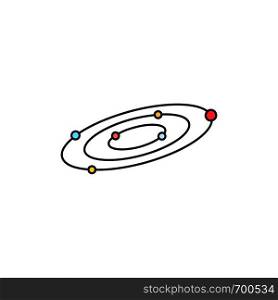 Galaxy, astronomy, planets, system, universe Flat Color Icon Vector