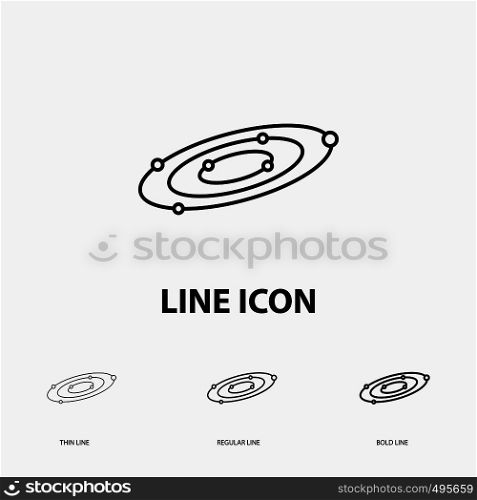 Galaxy, astronomy, planets, system, universe Icon in Thin, Regular and Bold Line Style. Vector illustration. Vector EPS10 Abstract Template background