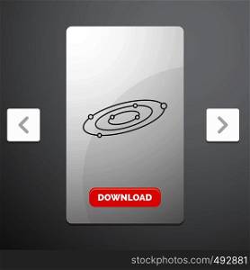 Galaxy, astronomy, planets, system, universe Line Icon in Carousal Pagination Slider Design & Red Download Button. Vector EPS10 Abstract Template background