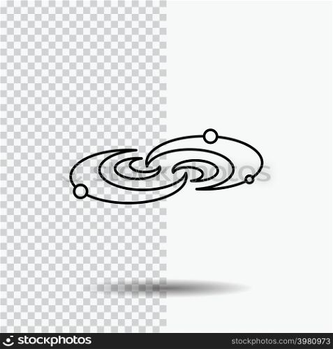 Galaxy, astronomy, planets, system, universe Line Icon on Transparent Background. Black Icon Vector Illustration