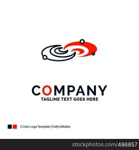 Galaxy, astronomy, planets, system, universe Logo Design. Blue and Orange Brand Name Design. Place for Tagline. Business Logo template.