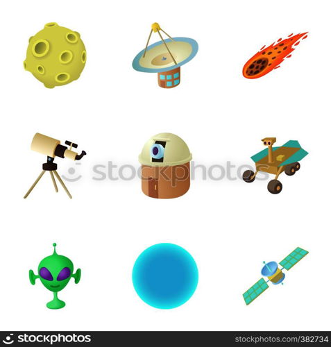 Galaxy icons set. Cartoon illustration of 9 galaxy vector icons for web. Galaxy icons set, cartoon style