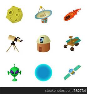 Galaxy icons set. Cartoon illustration of 9 galaxy vector icons for web. Galaxy icons set, cartoon style