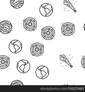 Galaxy System Space Vector Seamless Pattern Thin Line Illustration. Galaxy System Space Vector Seamless Pattern