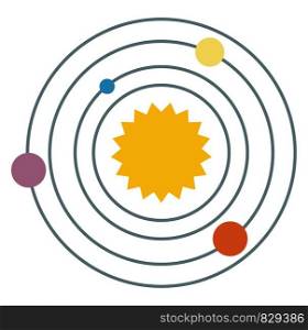 Galaxy with planets, illustration, vector on white background.
