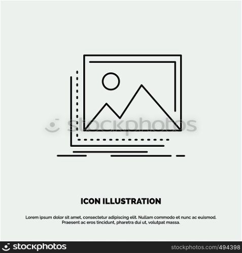 gallery, image, landscape, nature, photo Icon. Line vector gray symbol for UI and UX, website or mobile application. Vector EPS10 Abstract Template background
