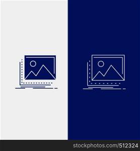 gallery, image, landscape, nature, photo Line and Glyph web Button in Blue color Vertical Banner for UI and UX, website or mobile application. Vector EPS10 Abstract Template background