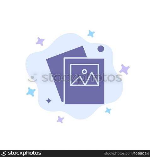 Gallery, Image, Photo Blue Icon on Abstract Cloud Background