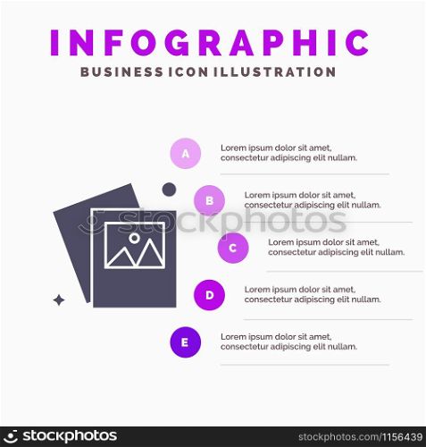 Gallery, Image, Photo Solid Icon Infographics 5 Steps Presentation Background