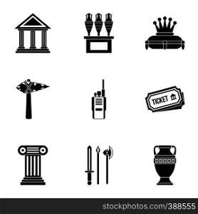 Gallery in museum icons set. Simple illustration of 9 gallery in museum vector icons for web. Gallery in museum icons set, simple style