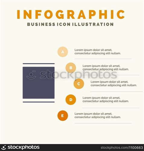 Gallery, Instagram, Sets, Timeline Solid Icon Infographics 5 Steps Presentation Background